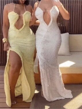 Bad Society Light Yellow Tiered Maxi Dress